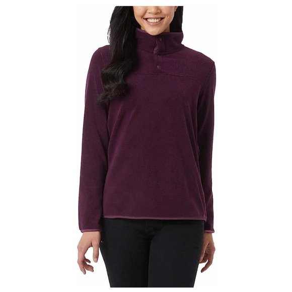 32 Degrees Heat Sweater Womens XL Purple 1/4 Snap Arctic Fleece Sweatshirt - Picture 1 of 15